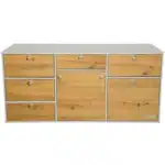 VanEssa rear kitchen 56 carcass-silver front-wild oak closed