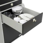 Oslo Kuechenmodul Silber Schwarz-matt Schublade Geschirr