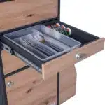 Oslo Kuechenmodul graphit Wildeiche obere Schublade mit Besteckeinsatz