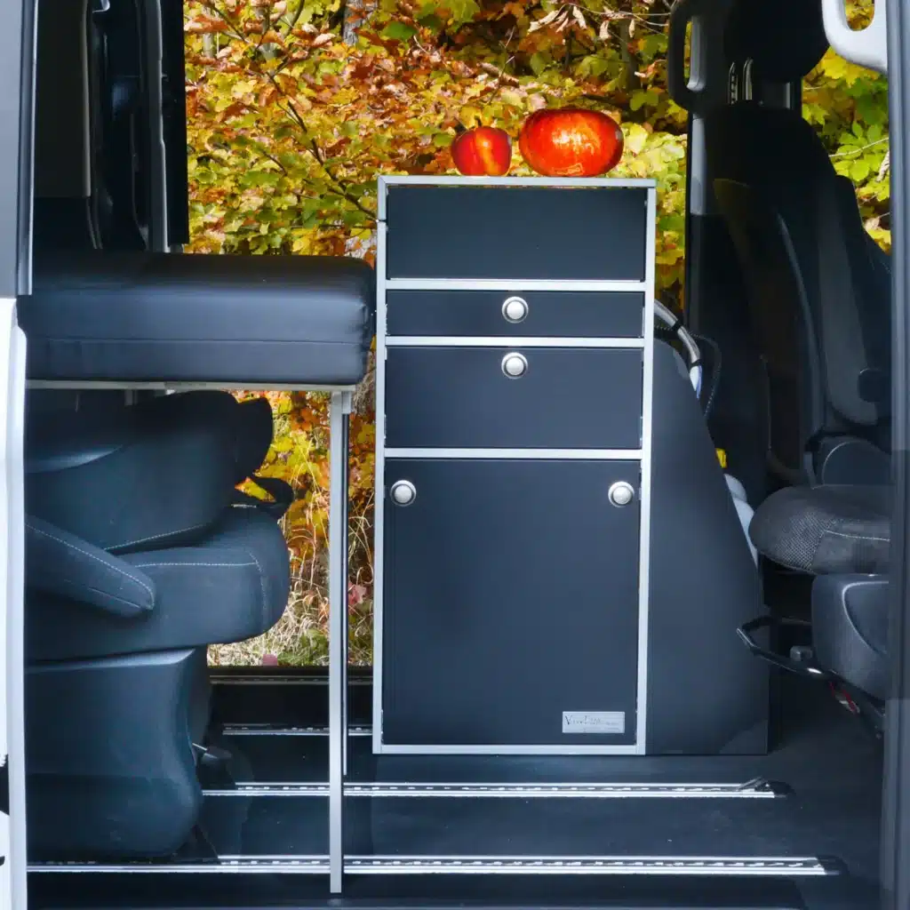 Oslo kitchen module silver black matt in Mercedes bus