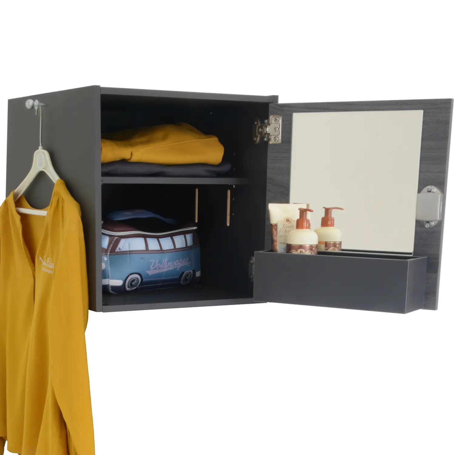 Aufsatzschrank Korpus-Graphit offen