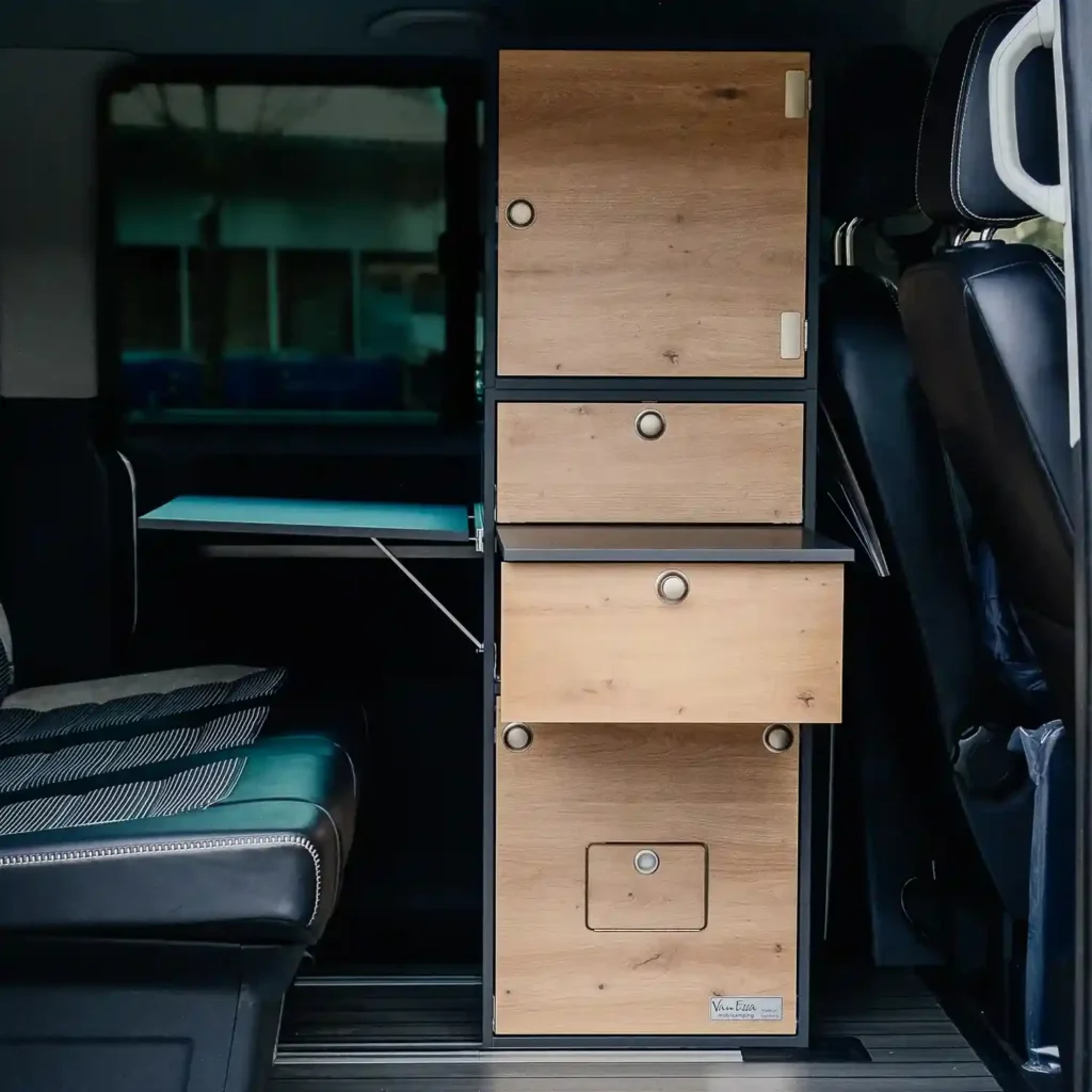 Aufsatzschrank graphit Wildeiche fuer VanEssa Innenraummodul im VW Bus T5 T6