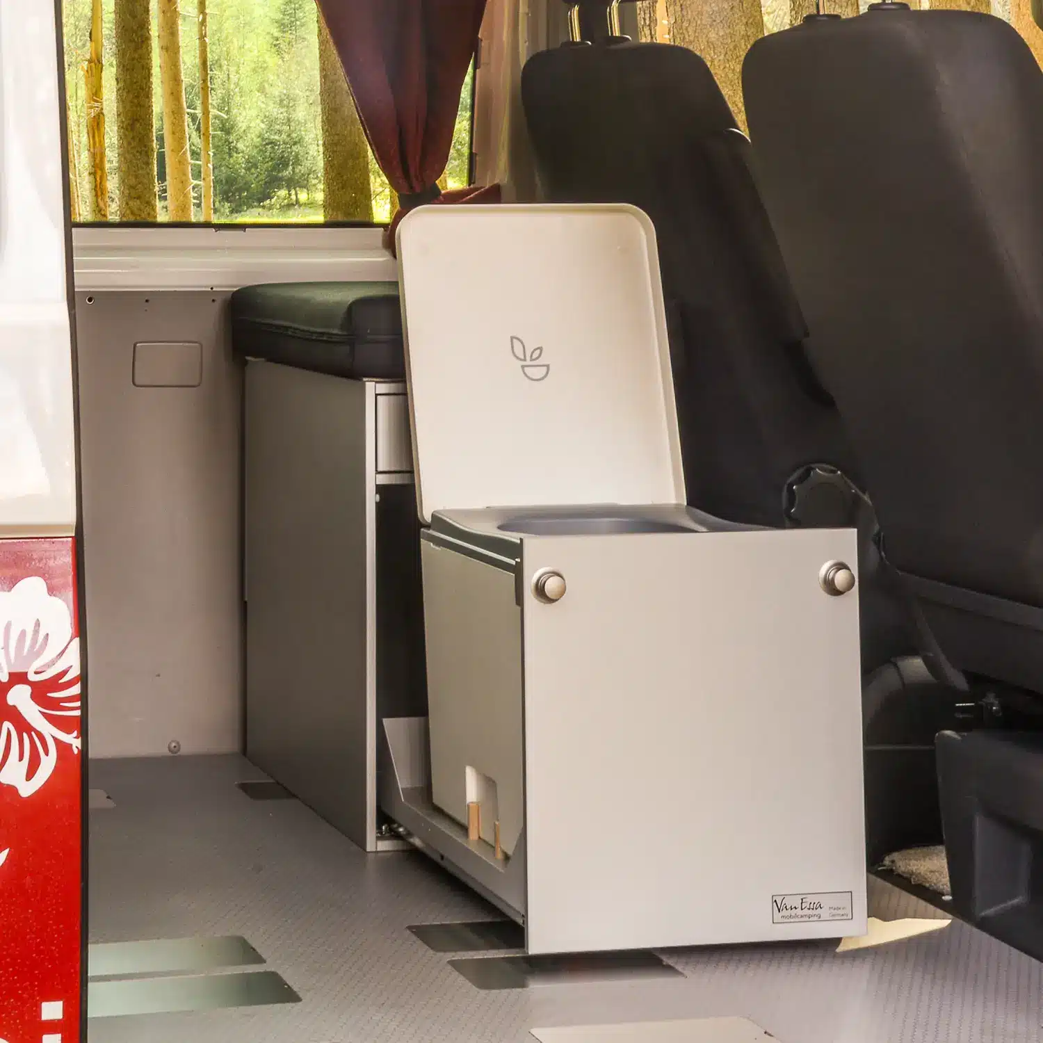 Bed extension interior module body-silver silver in VW T5 T6 Transporter with Trelino WC