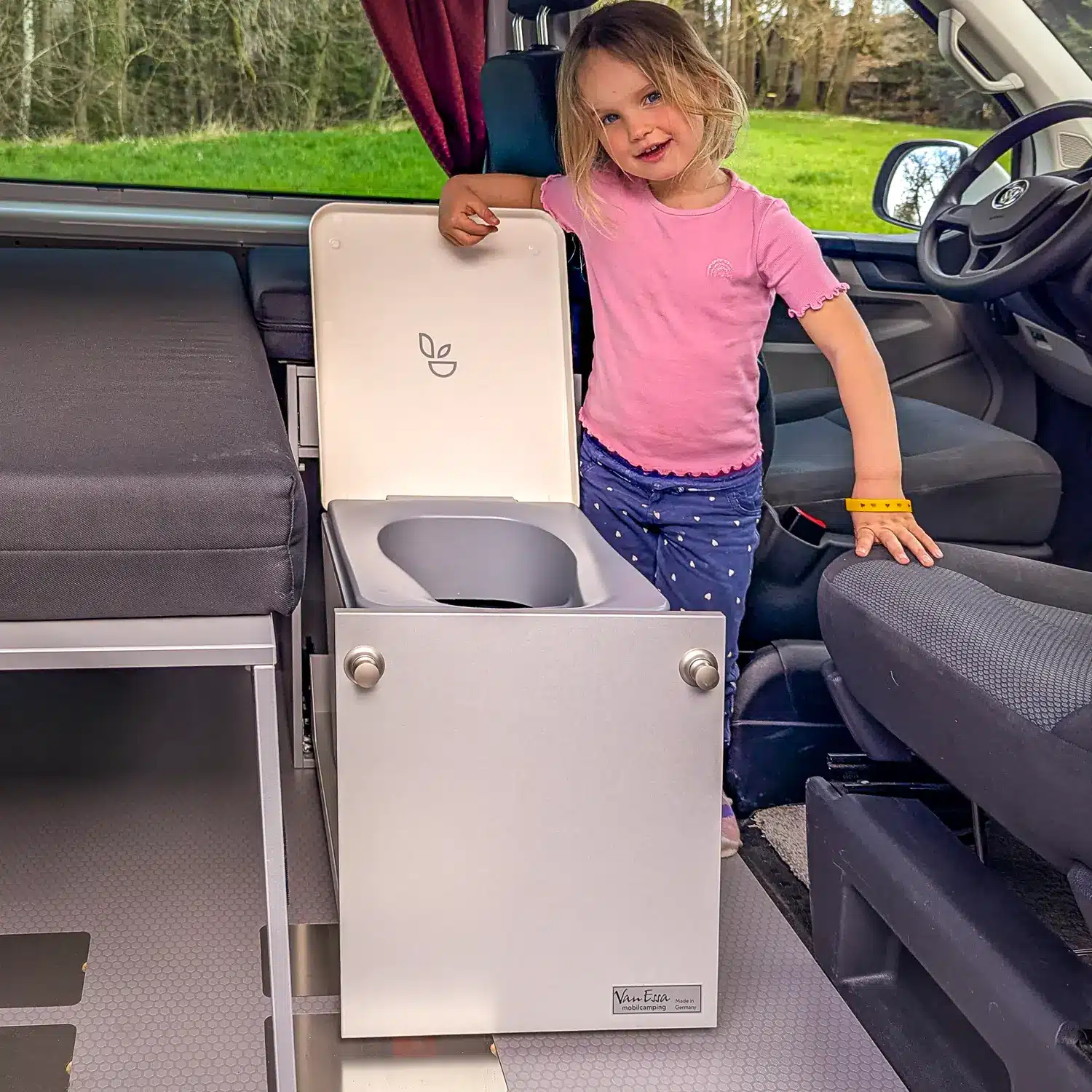 Bettverlaengerung Innenraummodul Korpus-silber Silber im VW T5 T6 Transporter mit offenem WC