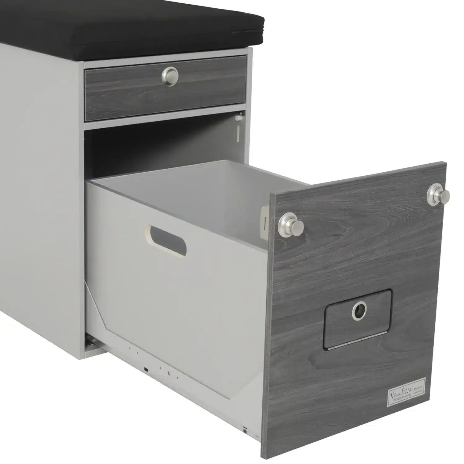 Bettverlaengerung Innenraummodul swiss mit Stauraumeinsatz silber