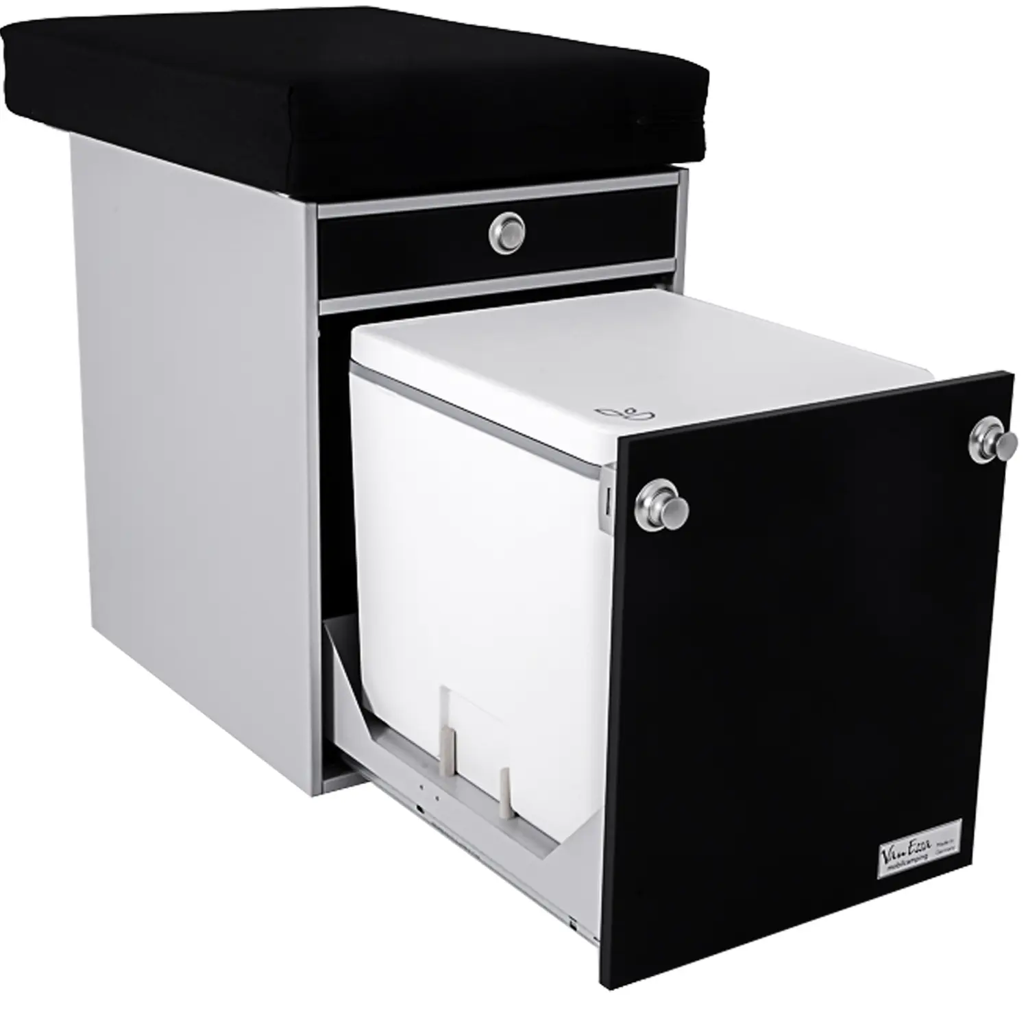 Bettverlaengerung Innenraummodul mit WC Trelino geschlossen Korpus-silber schwarz-matt