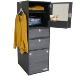 Graphite Swiss fashion tower with open top with decoration and blouse on the side