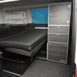 Modulturm corpus-silver Swiss with toilet in VW T5 T6 bus with sleeping bench and mattress