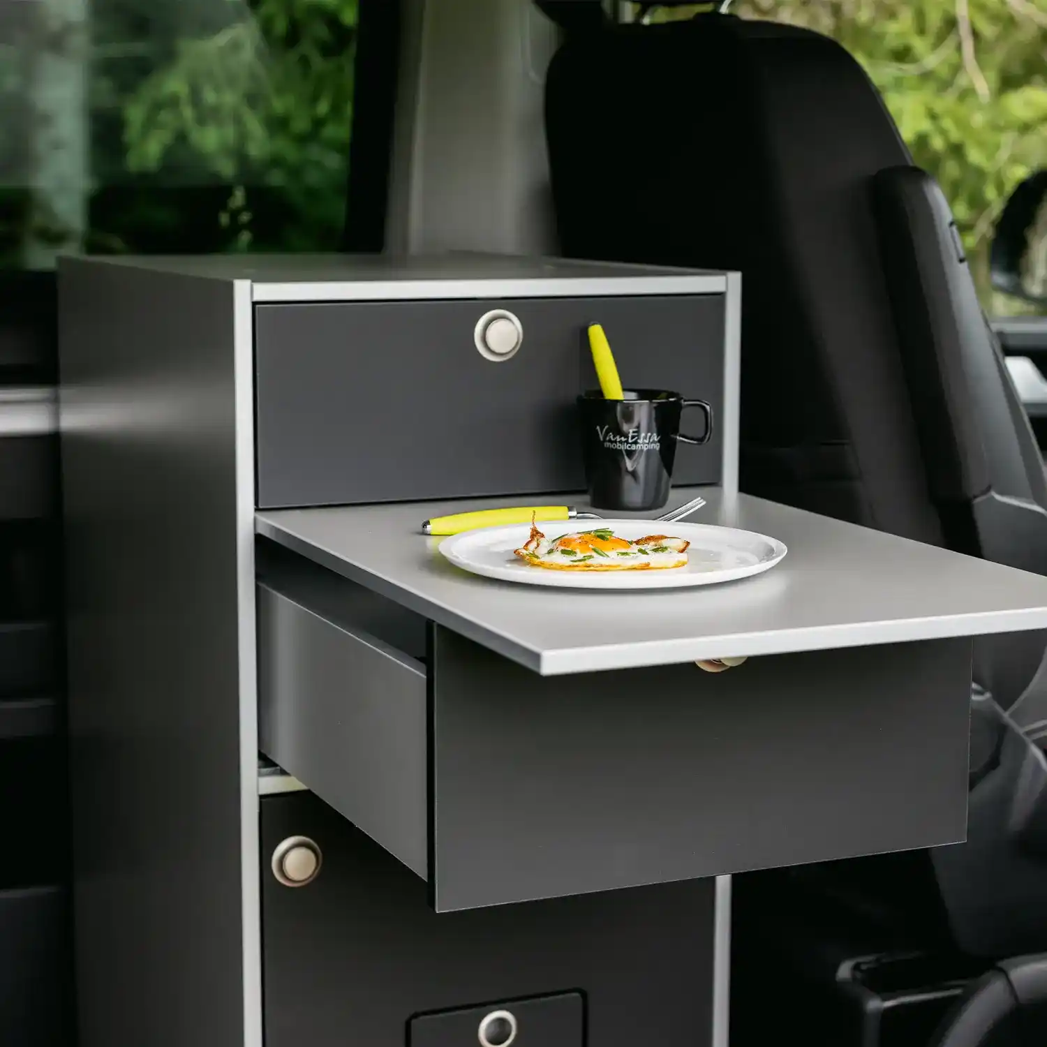 Fashion tower body-silver black-matt breakfast