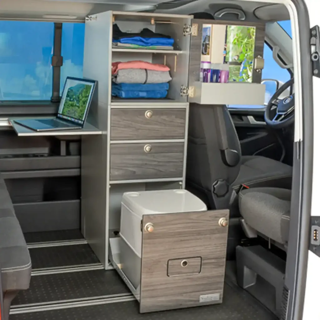 Modulturm Korpus-silber Swiss mit Aufsatz im VW Bus T5 T6