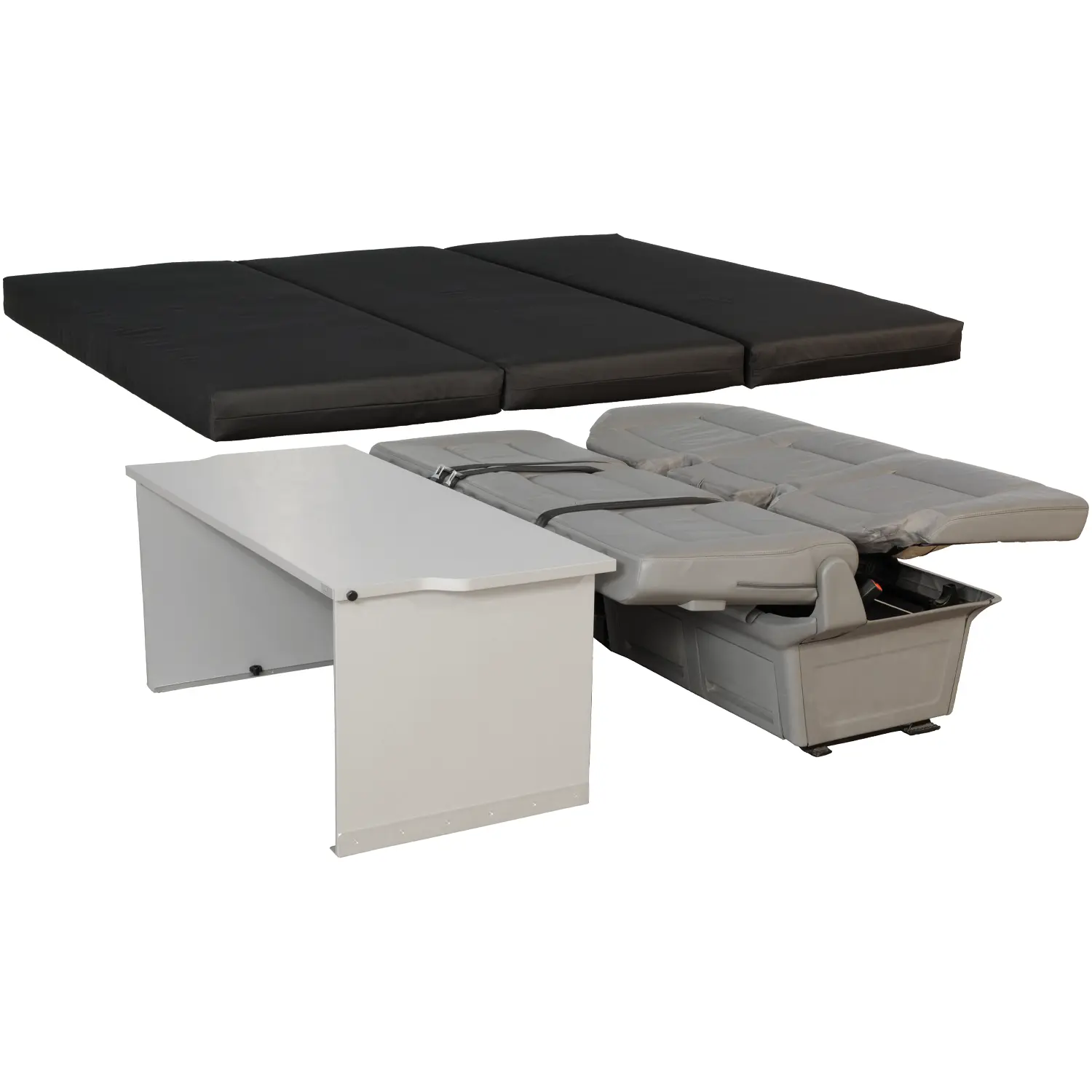 VanEssa rear board VW T5 T6 Multivan with sleeping bench and mattress