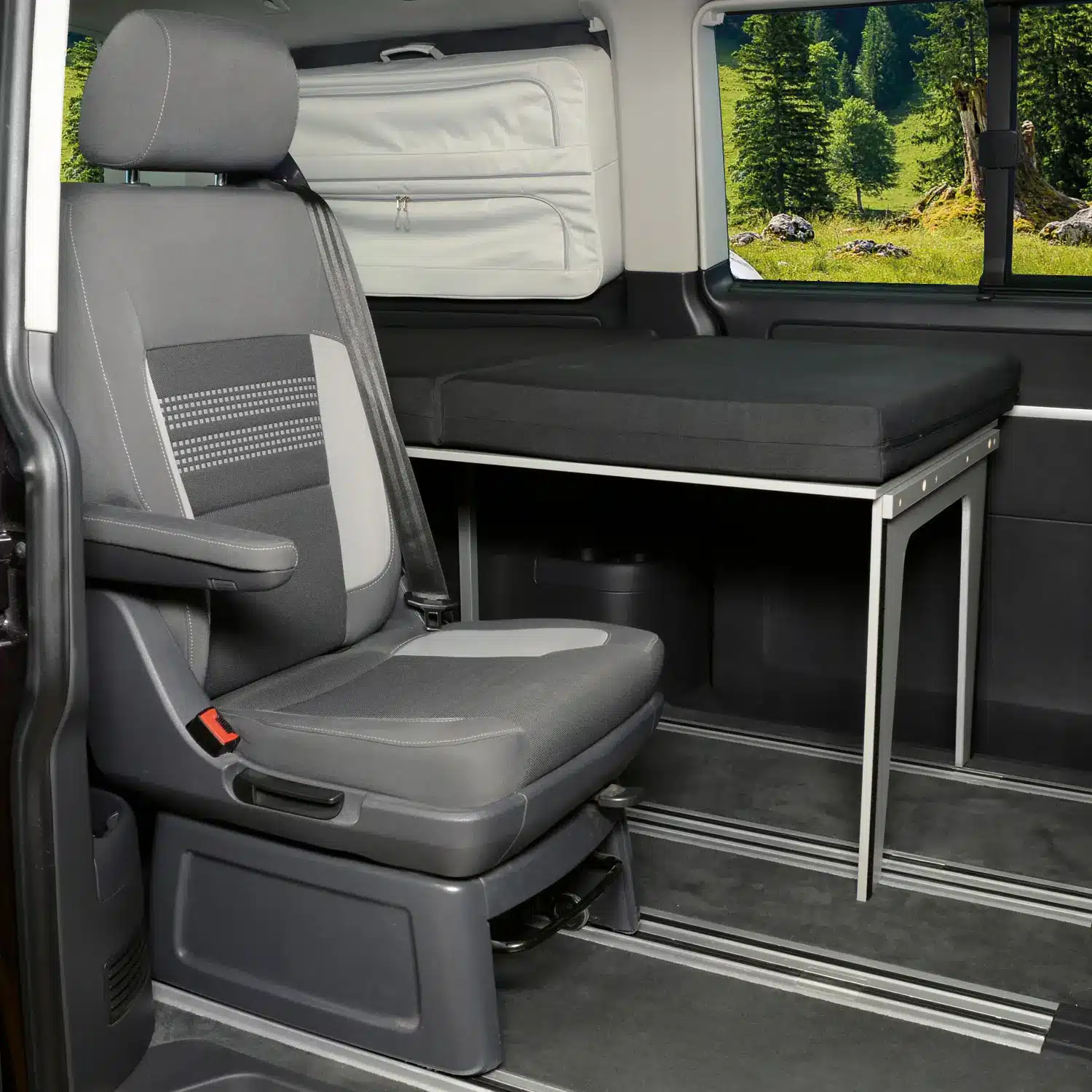VanEssa sleeping system Surfer split VW T5 / T6 / T6.1 single bed with seat