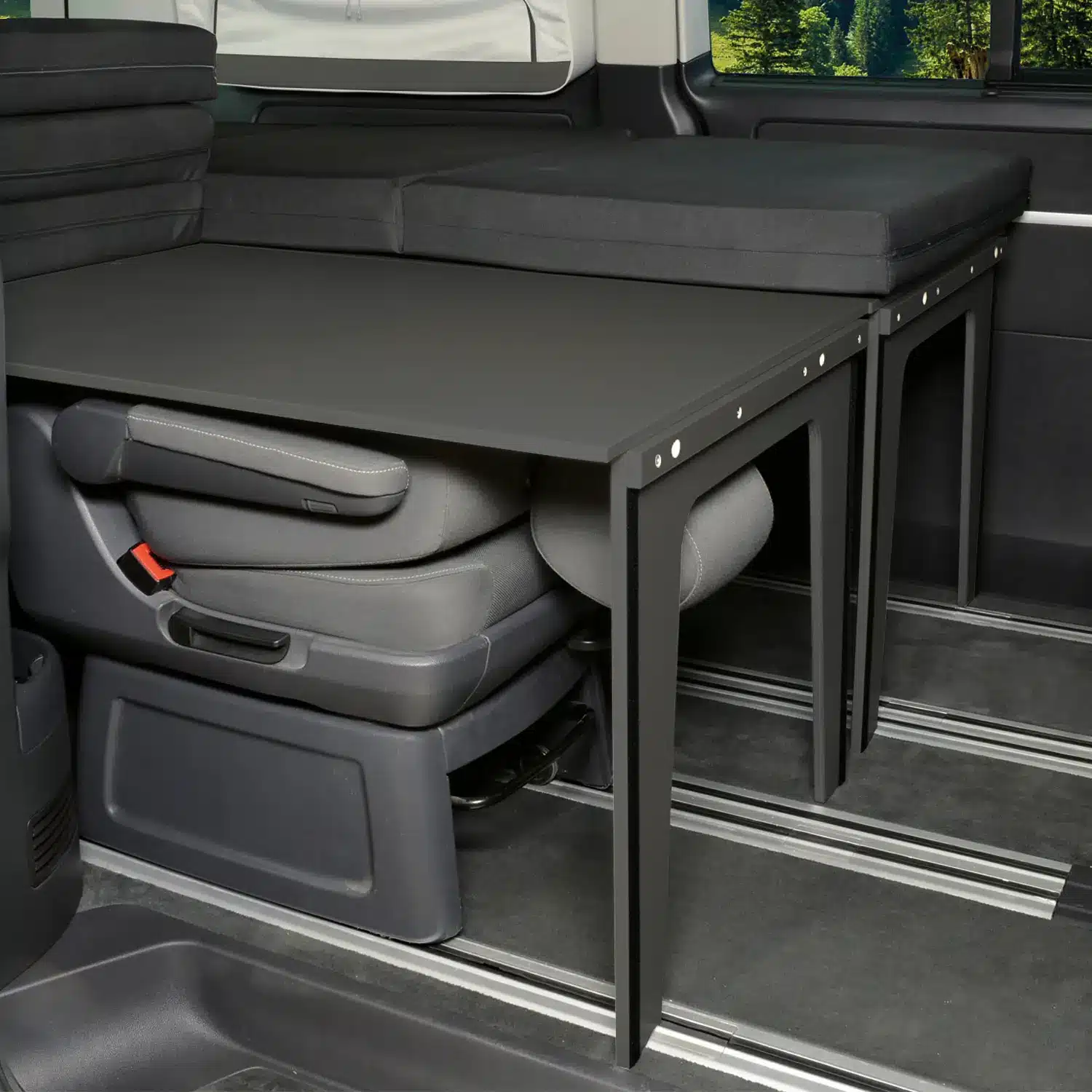 Schlafsystem Surfer geteilt VW T5 T6 Multivan Beach seitlich Schlafboards aufgebaut