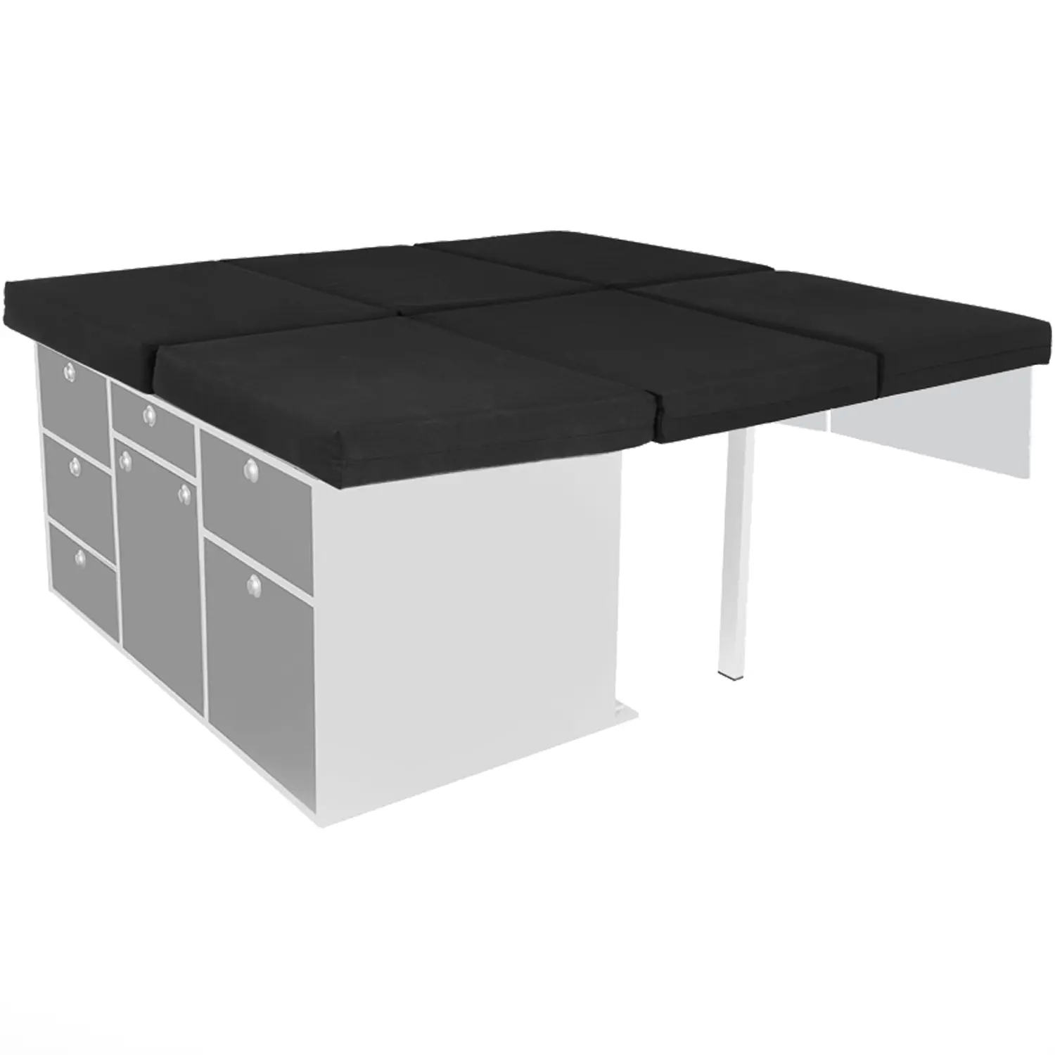 Schlafsystem Surfer geteilt zur Kueche VW ID Buzz aufgebaut