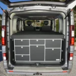 Surfer sleeping system for Vivaro B Life kitchen and Trafic Spaceclass rear view