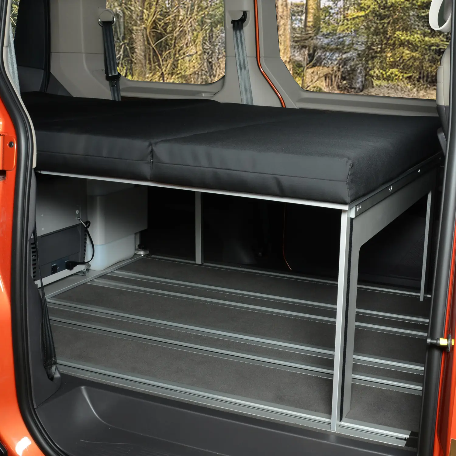 Sleeping system for rear kitchen Surfer VW T7 Multivan Beach side view