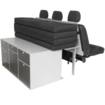 Schlafsystem zur Küche VW Transporter Caravelle T5 T6 lang mit Dreierbank Packzustand