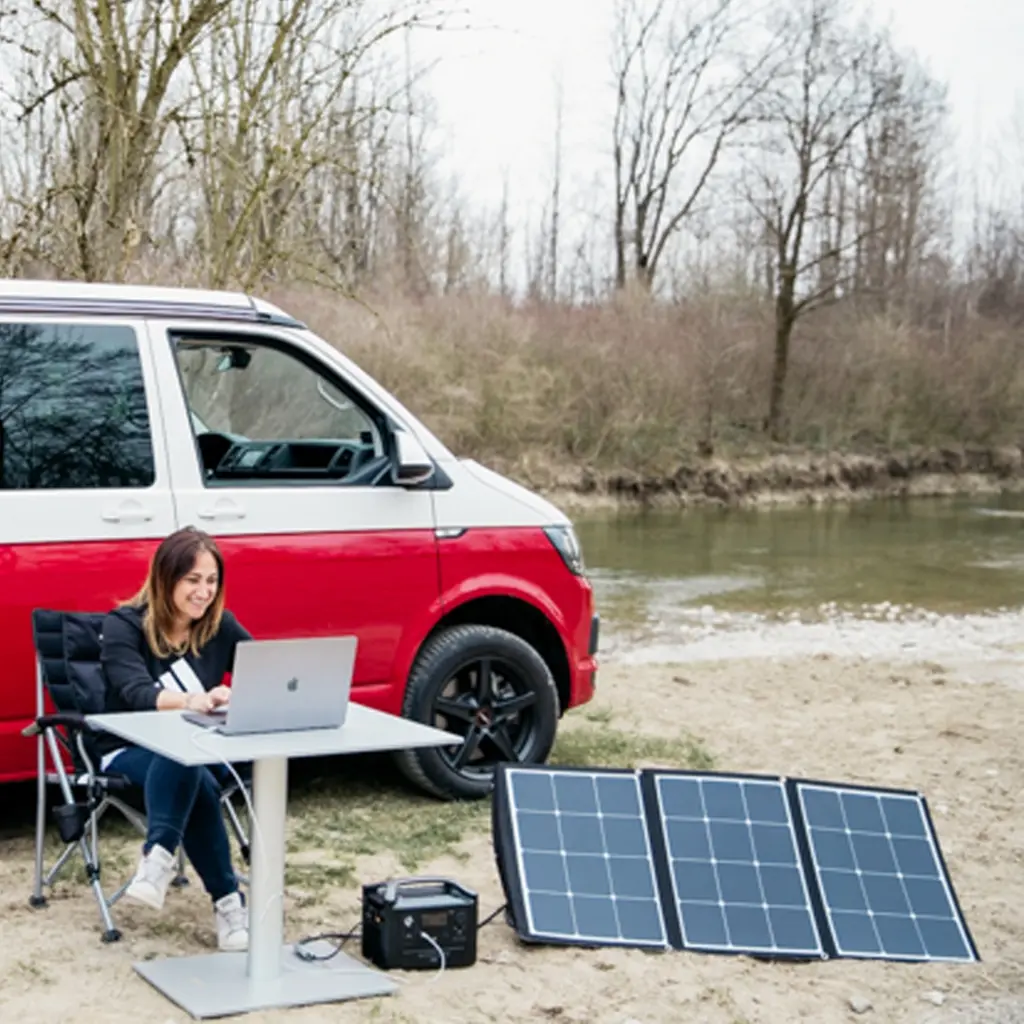 Wattstunde Sunfolder Faltmodul Solar 140Wh am Fluss