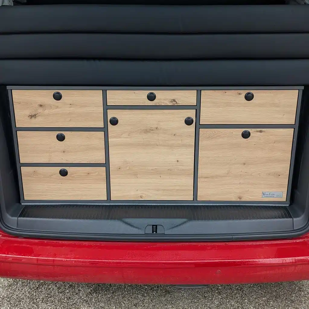 Druckschloss schwarz geschlossen in VanEssa Heckkueche ganz