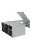 VanEssa sleeping system folded up to the rear kitchen on the left