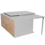 Divided sleeping system to the rear kitchen with lying surface without mattresses Lying surface on the left when dismantled