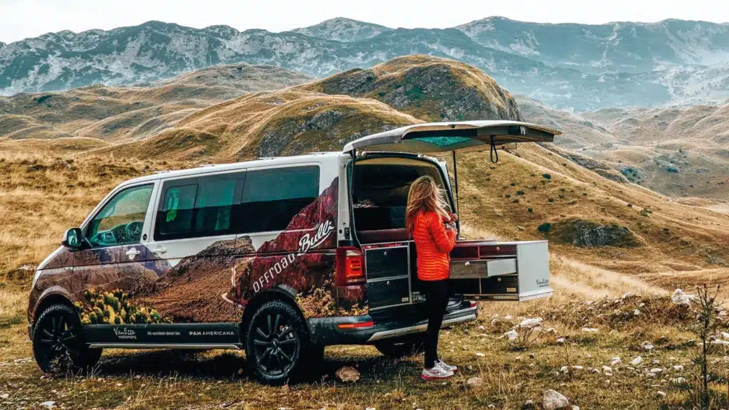 VanEssa Albania trip VW Bus T6 Multivan Arco heavy-duty pull-out