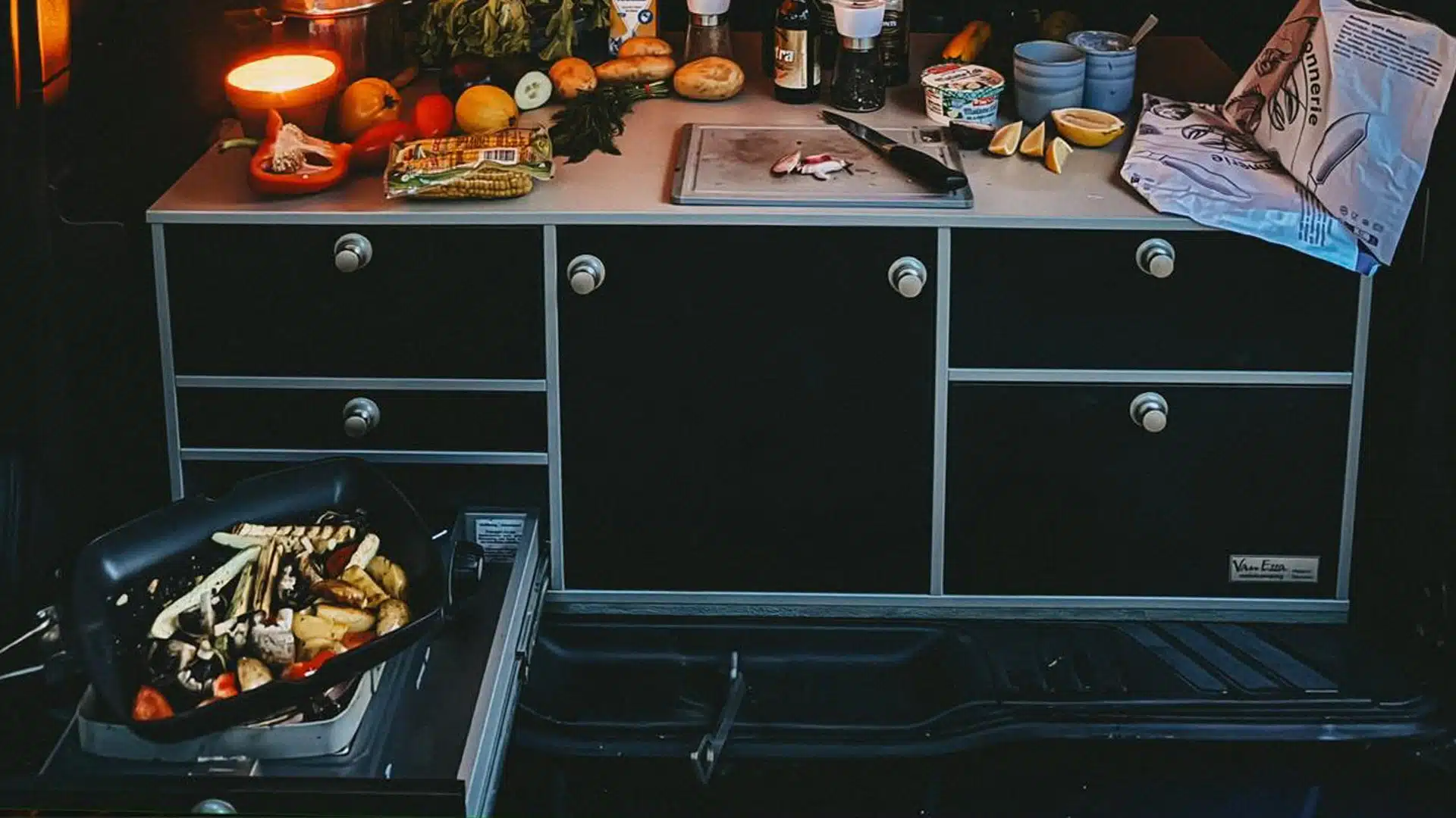 VanEssa in Italien auf Sardinien 2023 im VW-Bus T6 California Beach mit Heckküche Schlafsystem Innenraumturm und Zubehör