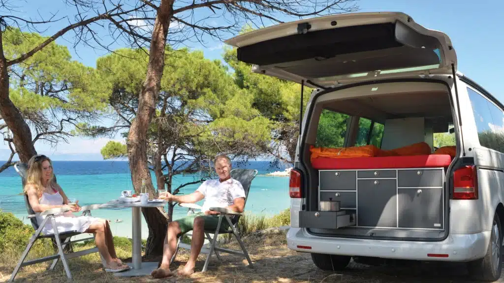 VanEssa in Greece 2013 VW T6 Multivan rear kitchen sleeping system
