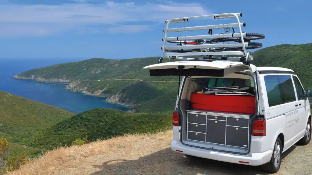 VanEssa in Greece 2013 VW T6 Multivan rear kitchen sleeping system