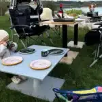 VanEssa Campingtisch hoch und niedrig aufgebaut