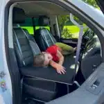 VanEssa children's bed VW T6 detail picture lying surface with child sleeping