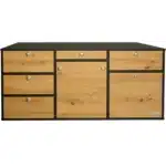 VanEssa Heckkueche Hoehe 53 cm Korpus-Graphit Front-Wildeiche geschlossen