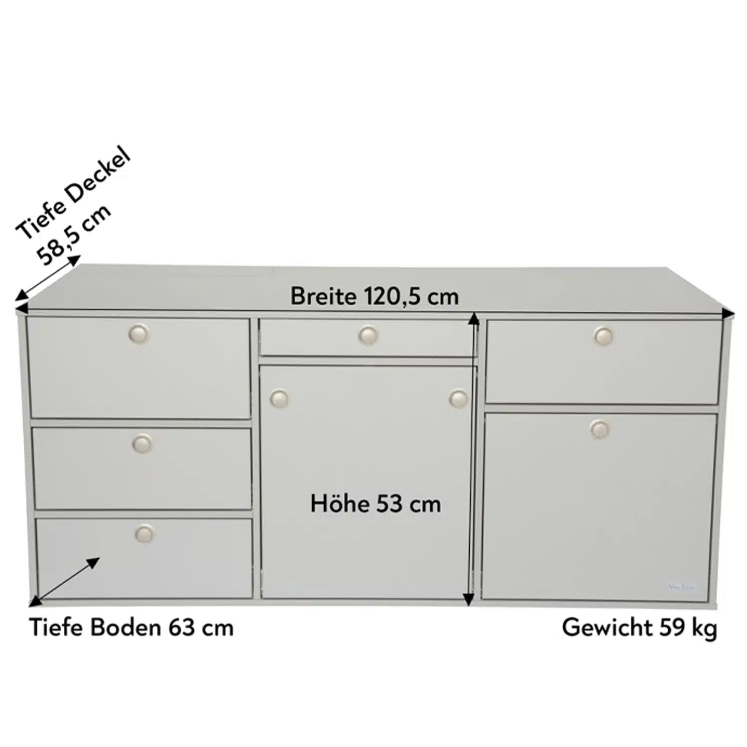 VanEssa rear kitchen height 53 cm Dimensions and weight