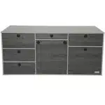 Heckküche Silber Swiss mit schwarzen Druckknöpfen